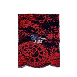 Medallion red black  lace economic